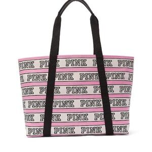 PINK Victoria's Secret Black and Pink Logo Tote
